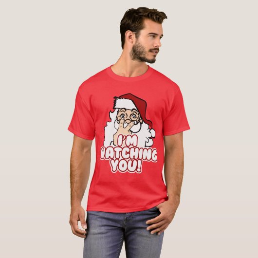 クリスマスサンタクロースを見ている Tシャツ (正面フル)