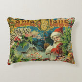 クリスマスサンタクロースアンティークアート アクセントクッション (正面)