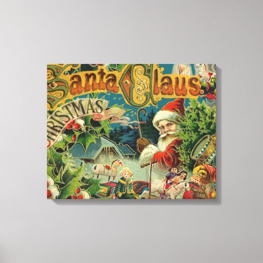 クリスマスサンタクロースアンティークアート キャンバスプリント (正面)
