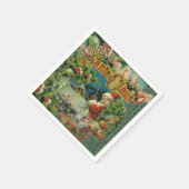 クリスマスサンタクロースアンティークアート スタンダードカクテルナプキン (角)