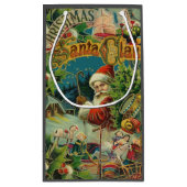 クリスマスサンタクロースアンティークアート スモールペーパーバッグ (裏面)