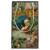 クリスマスサンタクロースアンティークアート スモールペーパーバッグ (正面)
