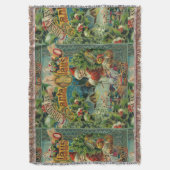 クリスマスサンタクロースアンティークアート スローブランケット (正面縦)