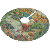 クリスマスサンタクロースアンティークアート ブラッシュドポリエステルツリースカート (アングル)