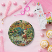 クリスマスサンタクロースアンティークアート ペーパープレート (パーティー)