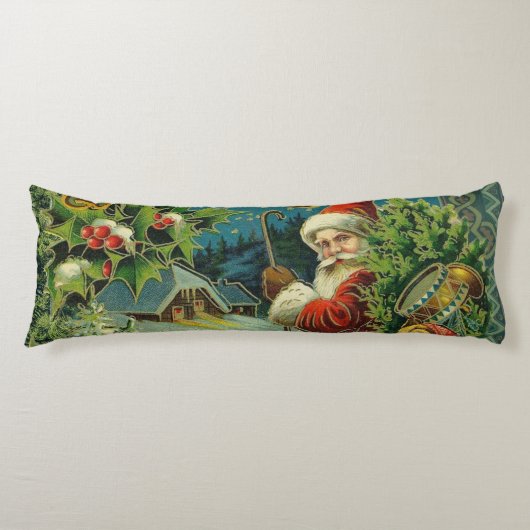 クリスマスサンタクロースアンティークアート ボディピロー (正面)