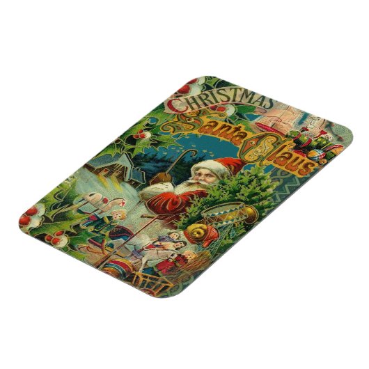 クリスマスサンタクロースアンティークアート マグネット (左側)