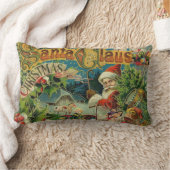 クリスマスサンタクロースアンティークアート ランバークッション (ブランケット)