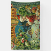 クリスマスサンタクロースアンティークアート 横断幕 (縦)