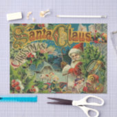 クリスマスサンタクロースアンティークアート 薄葉紙 (クラフト)