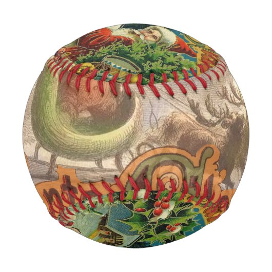 クリスマスサンタクロースアンティークアート 野球ボール (裏面)