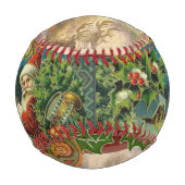 クリスマスサンタクロースアンティークアート 野球ボール (正面)