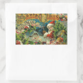 クリスマスサンタクロースアンティークアート 長方形シール (バッグ)