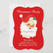 クリスマスサンタクロースオンレッドパーティの招待状 招待状 (正面)