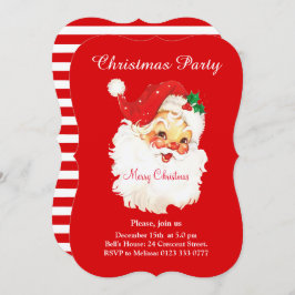 クリスマスサンタクロースオンレッドパーティの招待状 招待状