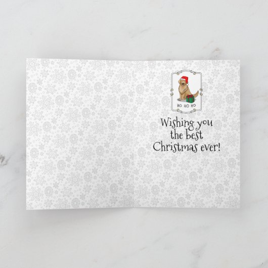 クリスマスサンタクロースゴールデンレトリエバードッグカワイイ カード (内部)