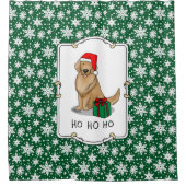 クリスマスサンタクロースゴールデンレトリエバードッグカワイイ シャワーカーテン (正面)