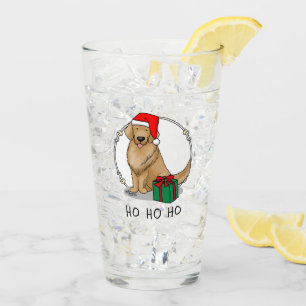 クリスマスサンタクロースゴールデンレトリエバードッグカワイイ タンブラーグラス