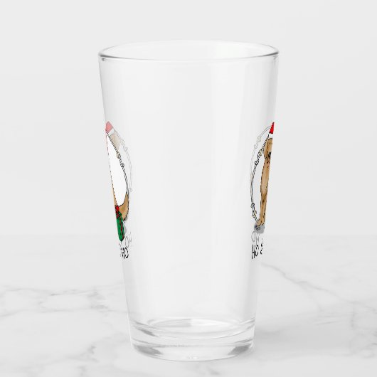 クリスマスサンタクロースゴールデンレトリエバードッグカワイイ タンブラーグラス (右)