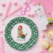 クリスマスサンタクロースゴールデンレトリエバードッグカワイイ ペーパープレート (パーティー)