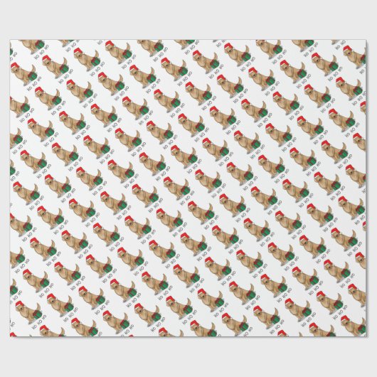 クリスマスサンタクロースゴールデンレトリエバードッグカワイイ ラッピングペーパー (フラット)