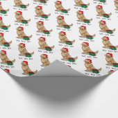 クリスマスサンタクロースゴールデンレトリエバードッグカワイイ ラッピングペーパー (コーナー)