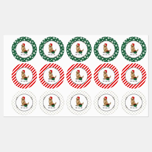 クリスマスサンタクロースゴールデンレトリエバードッグカワイイ ラベル (シート)