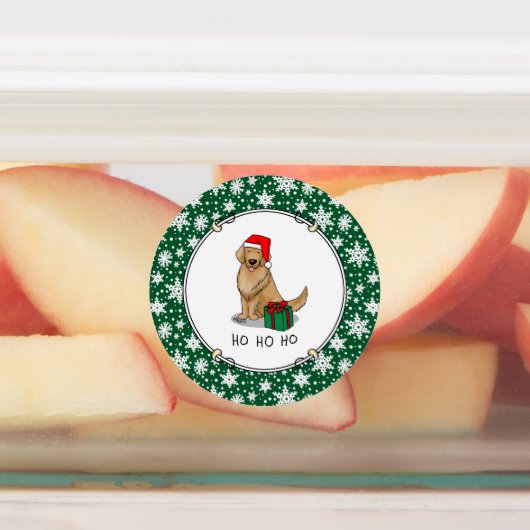クリスマスサンタクロースゴールデンレトリエバードッグカワイイ ラベル (貼付)