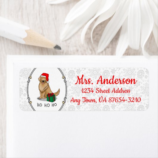 クリスマスサンタクロースゴールデンレトリエバードッグカワイイ ラベル (インサイチュ)