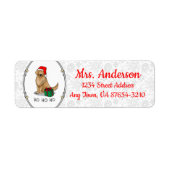 クリスマスサンタクロースゴールデンレトリエバードッグカワイイ ラベル (正面)