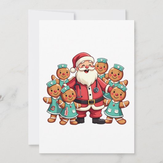 クリスマスサンタクロースジンジャーブレッドナース サンキューカード (正面)