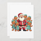 クリスマスサンタクロースジンジャーブレッドナース サンキューカード (正面/裏面)