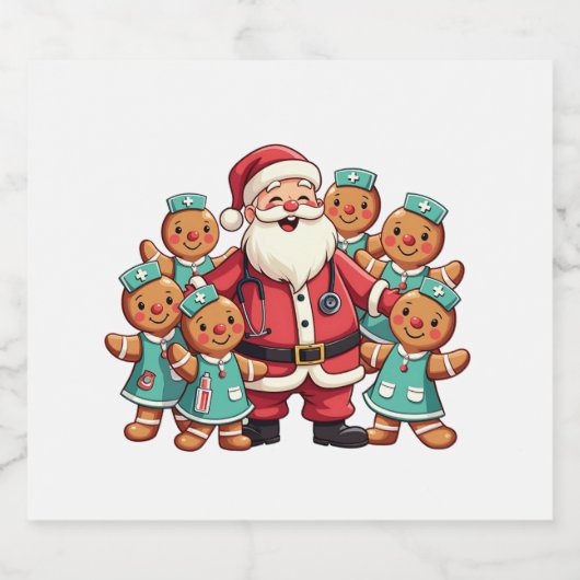 クリスマスサンタクロースジンジャーブレッドナース ビールラベル (シングルラベル)