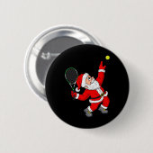 クリスマスサンタクローステニスおもしろい少年少女の子供T 缶バッジ (正面&裏面)