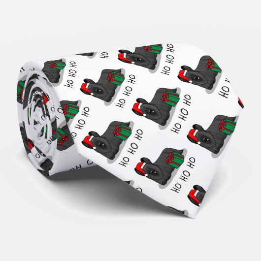 クリスマスサンタクロースハットスカイテリア(黒) ネクタイ (ロール)