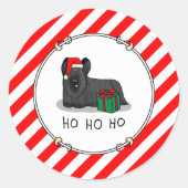 クリスマスサンタクロースハットスカイテリア（黒） ラウンドシール (正面)