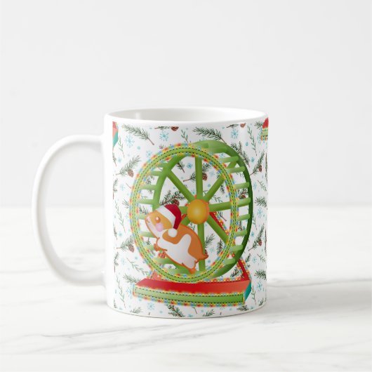 クリスマスサンタクロースハムスター コーヒーマグカップ (左)