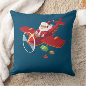クリスマスサンタクロースパイロット飛んでいる飛行機ギフト クッション (ブランケット)
