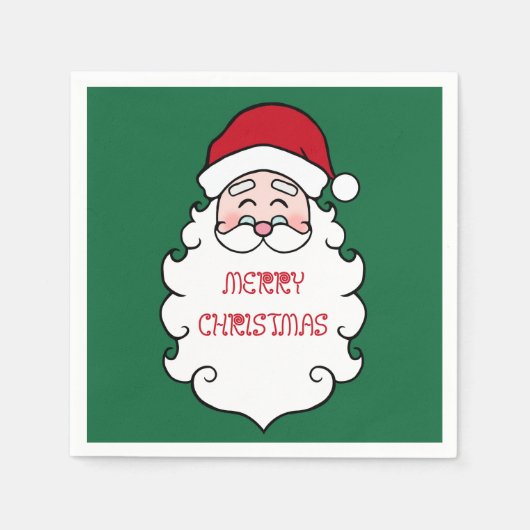クリスマスサンタクロースパーティー紙 スタンダードカクテルナプキン (正面)