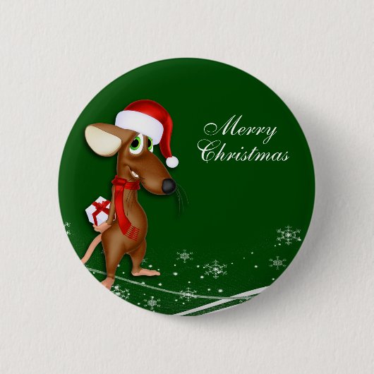 クリスマスサンタクロースマウス 缶バッジ (正面)