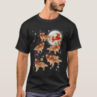 クリスマスサンタクロースライディングゴールデンレトリバークリスマス Tシャツ