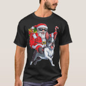 クリスマスサンタクロースライディングボストンテリアクリスマスB Tシャツ (正面)
