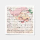 クリスマスサンタクロースヴィンテージ楽譜 スタンダードカクテルナプキン (正面)
