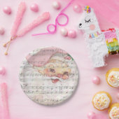 クリスマスサンタクロースヴィンテージ楽譜 ペーパープレート (パーティー)