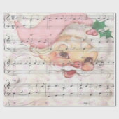 クリスマスサンタクロースヴィンテージ楽譜 ラッピングペーパー (フラット)