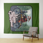 クリスマスサンタクロース乗用オートバイバックドロップ タペストリー (インサイチュ(横))