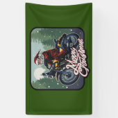 クリスマスサンタクロース乗用バイク 横断幕 (縦)