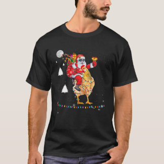 クリスマスサンタクロース乗馬チキンライトクリスマスH Tシャツ