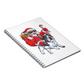 クリスマスサンタクロース乗馬ブルフランスのドッグクリスマスB ノートブック (右側)