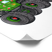 クリスマスサンタクロース乗馬モンスタートラックボーイズ木 ポスター (角)